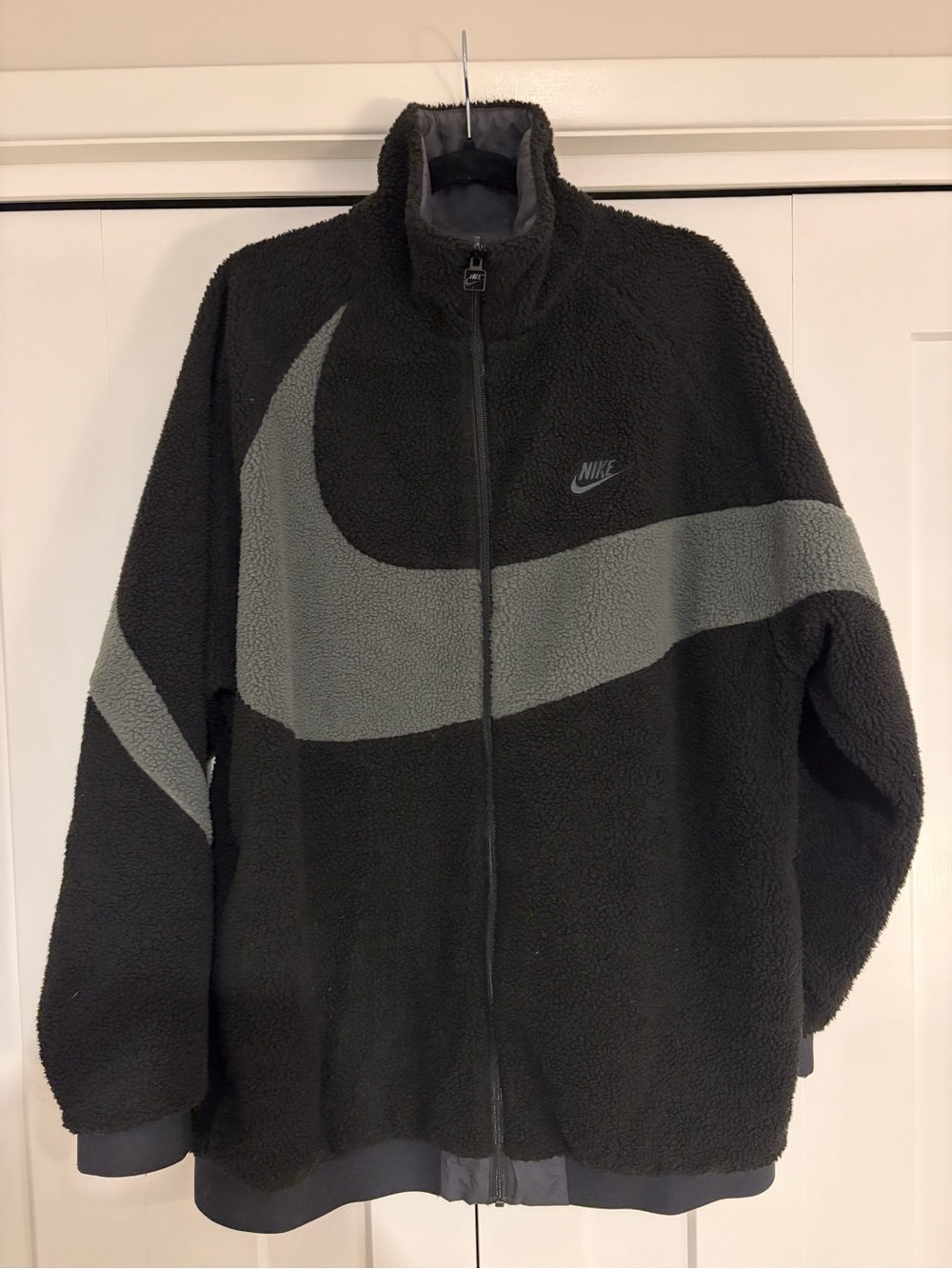 Nike Men's Black & Gray Big Swoosh Fleece Full-Zip Jacket